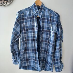 Fiser Jeans Men's Blue Plaid Button Down Shirt Size S US